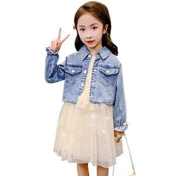

Girls Clothes Denim Jacket + Sequin Dress Children's Clothes For Girls Teenage Girls Clothing Sets Casual Children's Costume