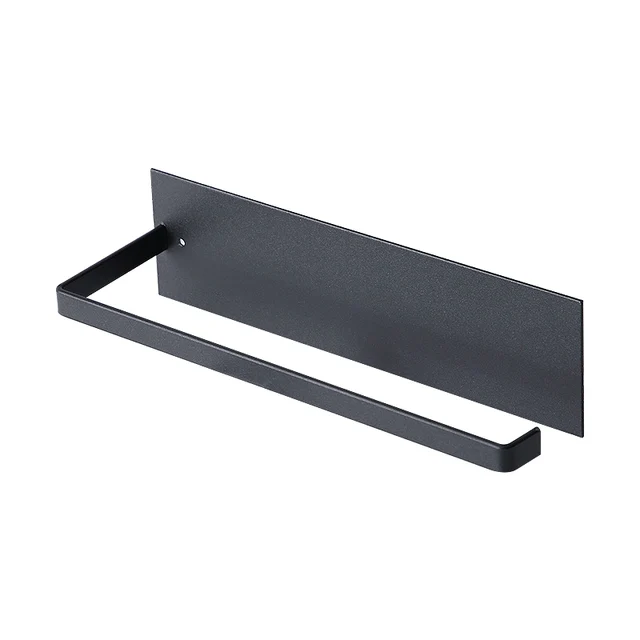 Kitchen Self-Adhesive Roll Rack Paper  Towel Holder Tissue Hanger Rack Nail-Free Cabinet Shelf Sundries Accessories black