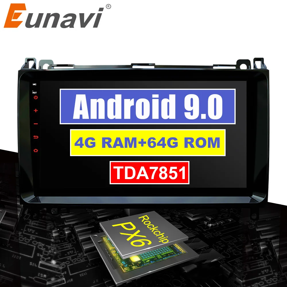 Eunavi 2 din Автомобильный Радио мультимедийный плеер gps Android 9 Automotivo для Mercedes Benz Sprinter Viano Vito b-класс B200 B180 без dvd