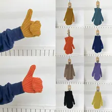 

New Women Winter Keep Warm Faux Cashmere Solid Elasticity Soft Full Fingers Mittens Gloves Winter Knitted Cycling Driving Gloves