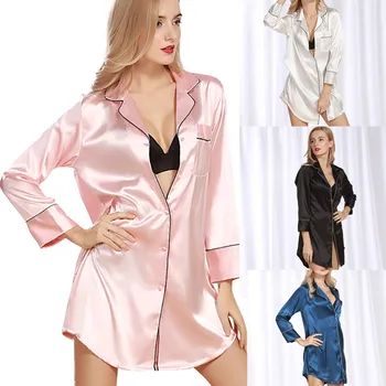 

Sexy Lingerie summer Women пижама женская robe sets underwear pajamas Satin Silk Cardigan Nightdress Bathrobe Ladies Robes h4
