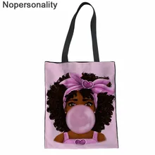 Nopersonality прочная Женская Студенческая парусиновая хозяйственная сумка через плечо сумки-тоут африканские черные женские сумки для покупок с принтом Reusabla