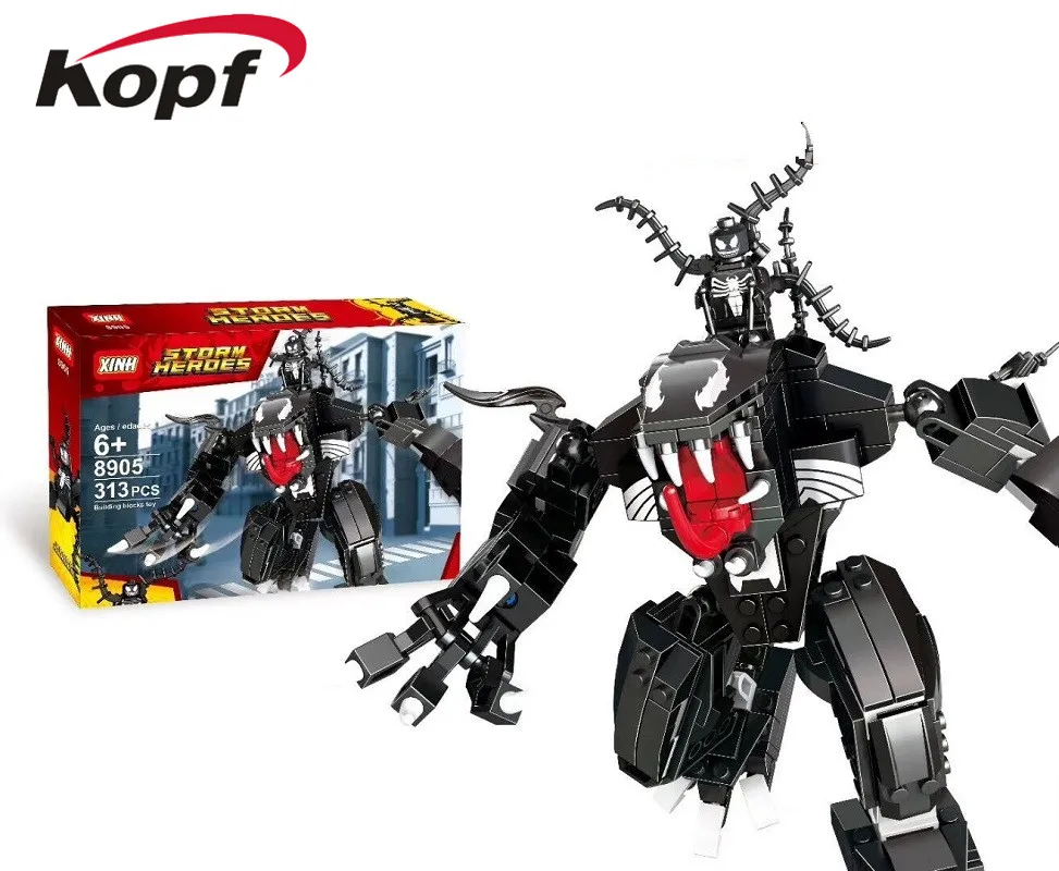 

313Pcs Building Blocks Super Heroes Avengers Spiderman Venom Bricks Collection Action Figures Toys For Children Gift XH 8905