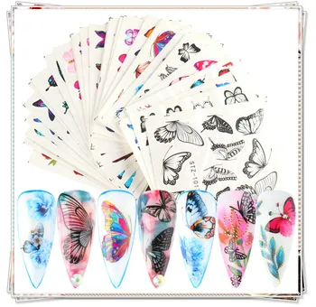 

30Pcs Water Nail Decal and Sticker Retro Butterfly Color Simple Summer DIY Slider for Manicure Nail Art Watermark Manicure Decor