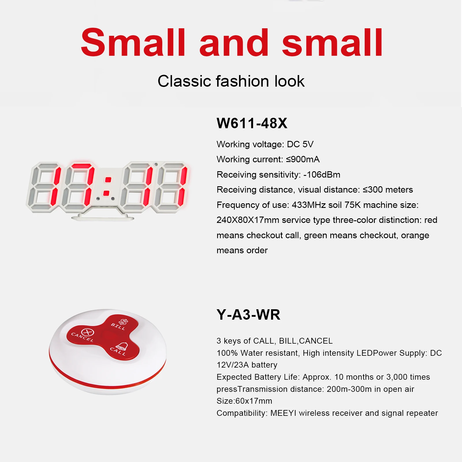 ついに再入荷 W611 48x Y A3 Wr訪問者ウェイターレストランフードコートテーブルコールシステム5ボタンと1ディスプレイ 再再販 Old Quiltemagasinet No