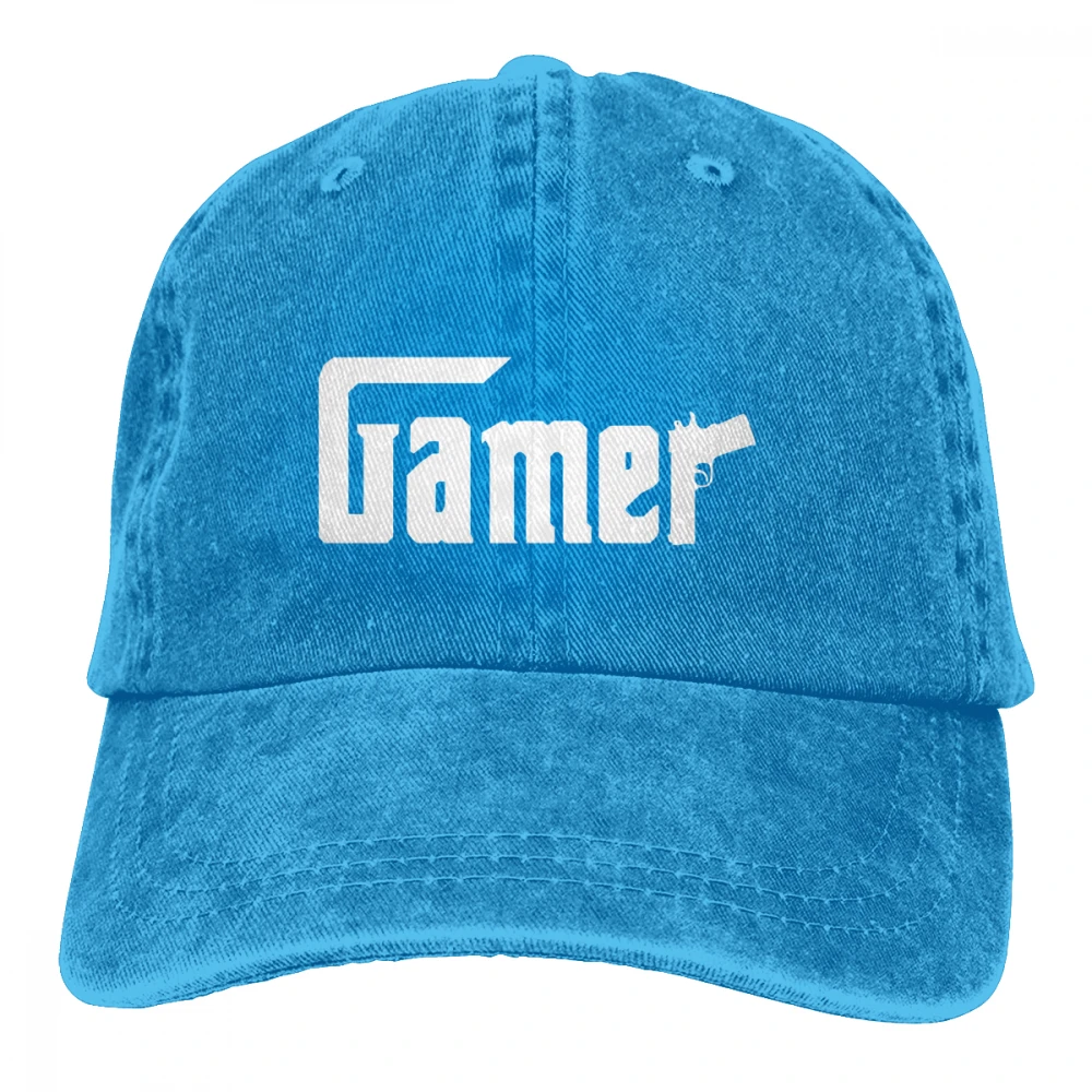 Gamer Casquette темно-синие унисекс Мужские Женские джинсовые бейсболка с ремешком кепки Регулируемая шляпа для гольфа папа