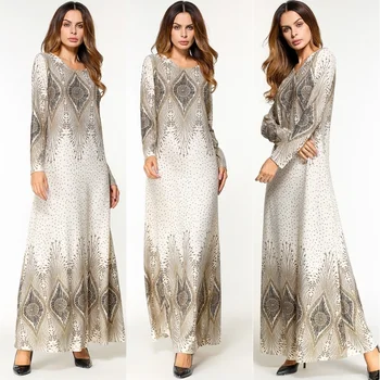 

Apricot Floral Print Long Dress Women 2020 Spring Summer Party Dresses Sexy Muslim A-line Long Sleeve Women's Maxi Vestidos