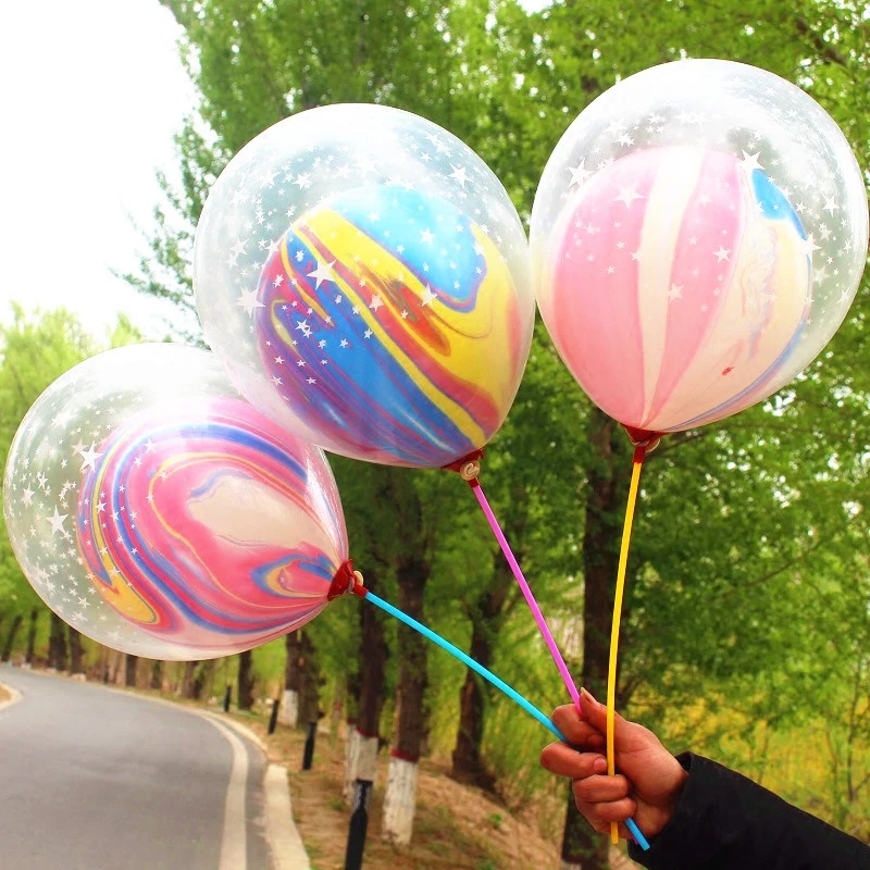 50 Uds 12 &quotdoble capa globos con forma de agata globo para boda Feliz cumpleanos decoracion ninos|Воздушные шары и