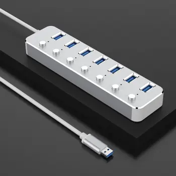 

Aluminum USB 3.0 Hub High Speed Powered 7 Port USB Extender Splitter with Individual On/Off Switches for Laptop PC Kit