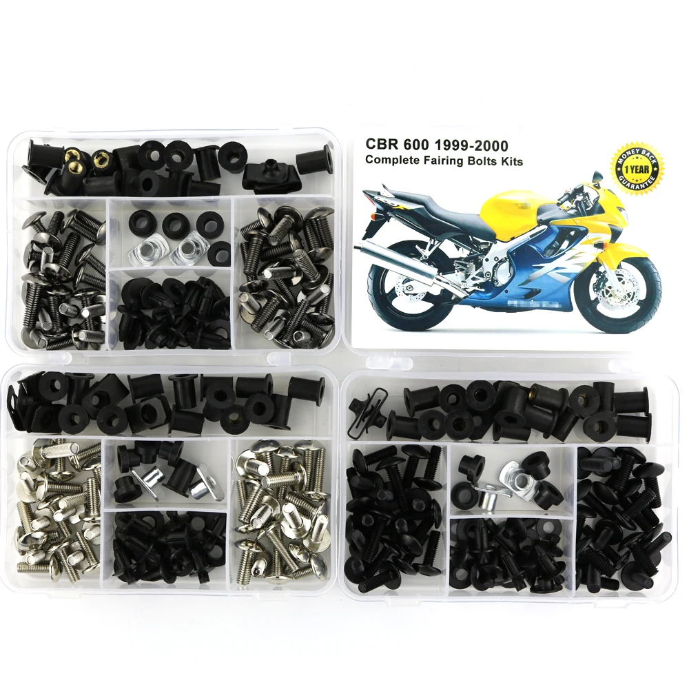 

For Honda CBR 600 CBR600 1999 2000 Motorcycle Cowling Complete Full Fairing Bolts Kit Fairing Clips Nuts Screw OEM Style Steel