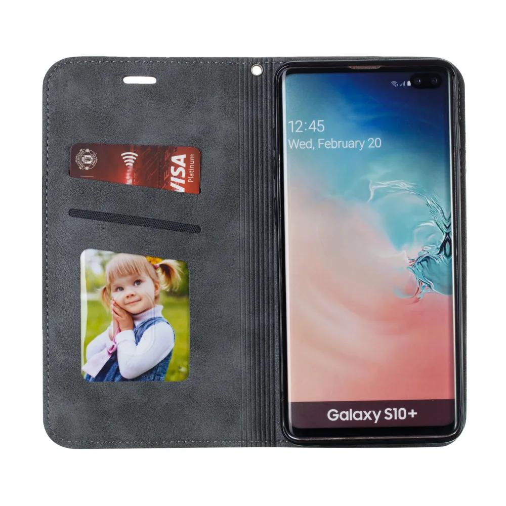 Чехлы-бумажники с отделениями для samsung Galaxy Note 10 Pro A10 A20E A10 A20 A30 A40 A50 A70 S9 S10 S10E чехол с откидной магнитной крышкой и обложка на заднюю панель из искусственной кожи