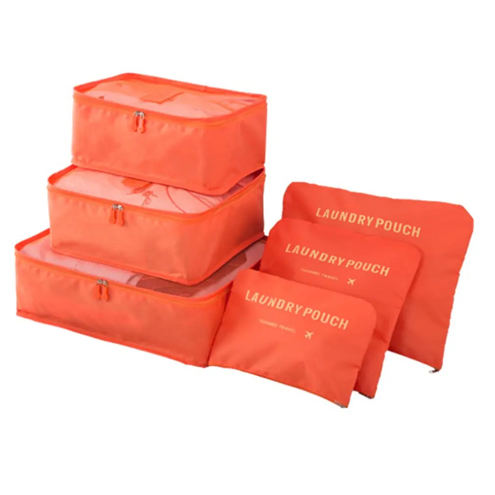 

6 Pcs/set Nylon Packing Cubes Set Travel Bag Organizer Large Capacity Travel Bags Hand Luggage Clothing Sorting First Aid kits