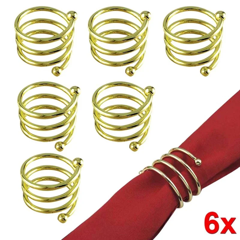 

6pcs Serviette Rings Alloy Napkin Holder West Dinner Towel Napkin Ring Party Decoration Table Decoration Accessories Tool