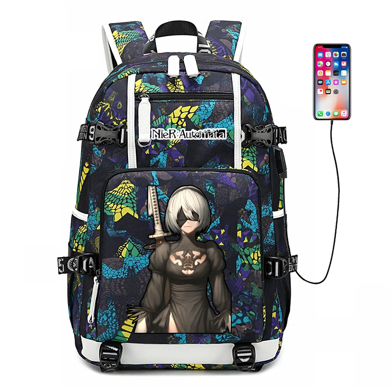 Hatsune Miku Women Cute Back Pack Canvas School Bags Bookbag Large Travel Bagpack USB Charging Laptop Backpack Men Backpack