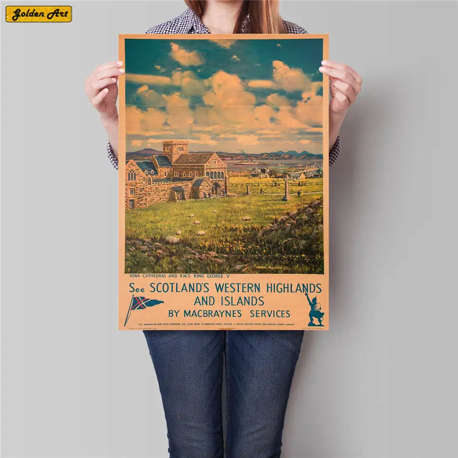 Винтажный дорожный постер из крафт-бумаги ручной работы для кафе спальни дома