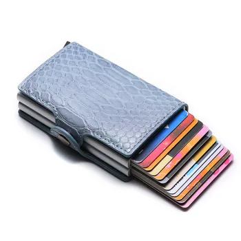 

Bycobecy New Anti Thief RFID Credit ID Card Holder PU Leather Metal Wallet Card Holder Men and Women Credit Card Case Pocket
