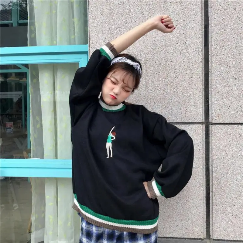  Spring Sweet Cute Sweatshirt Women Fashion Cartoon Print Pullover Lady Loose Casual Sweatshirts 202