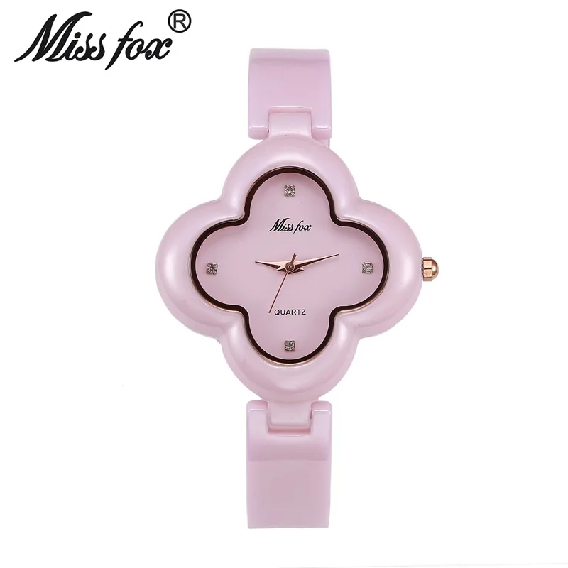 

Hot Sales Ceramic Women's Watch Simple Fashion Students WOMEN'S Watch Petal-Shaped Clover Quartz Watch