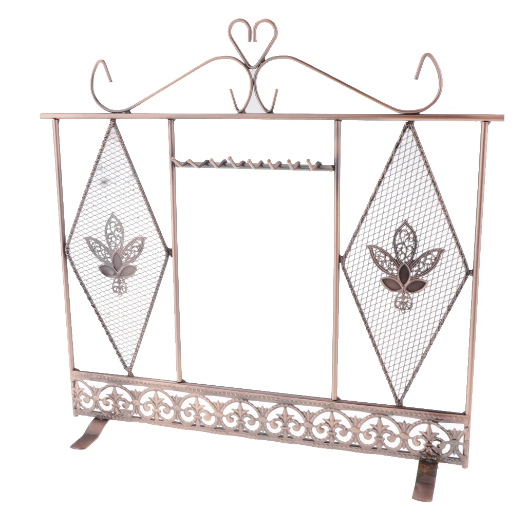 

Modern Style Wire Mesh Bronze Metal Jewelry Necklace Earrings Display / Storage Stand