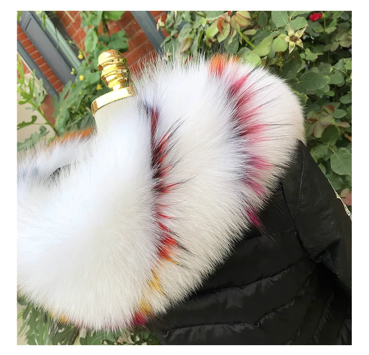 MS.Minshu Fox Fur Collar Parka Coat Collar Genuine Fox Fur Big Collar Fluffy Fox Fur Hood Collar