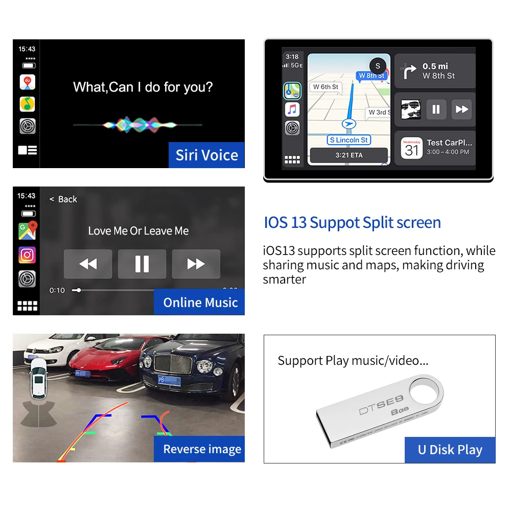 Carlinkit Wireless Apple Carplay Android Auto For Audi A3 8V S3 Q2 B9 for 2010 -2019 5.8inch 7inch Screen Mirrorlink IOS 14