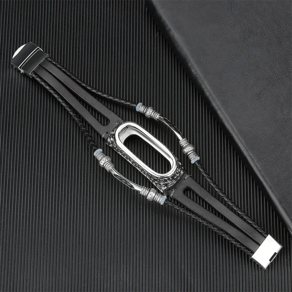 CARPRIE Смарт аксессуары 225 мм mi Band 4 ремешок кожаный браслет ремешок+ металлический чехол для Xiaomi mi браслет 4