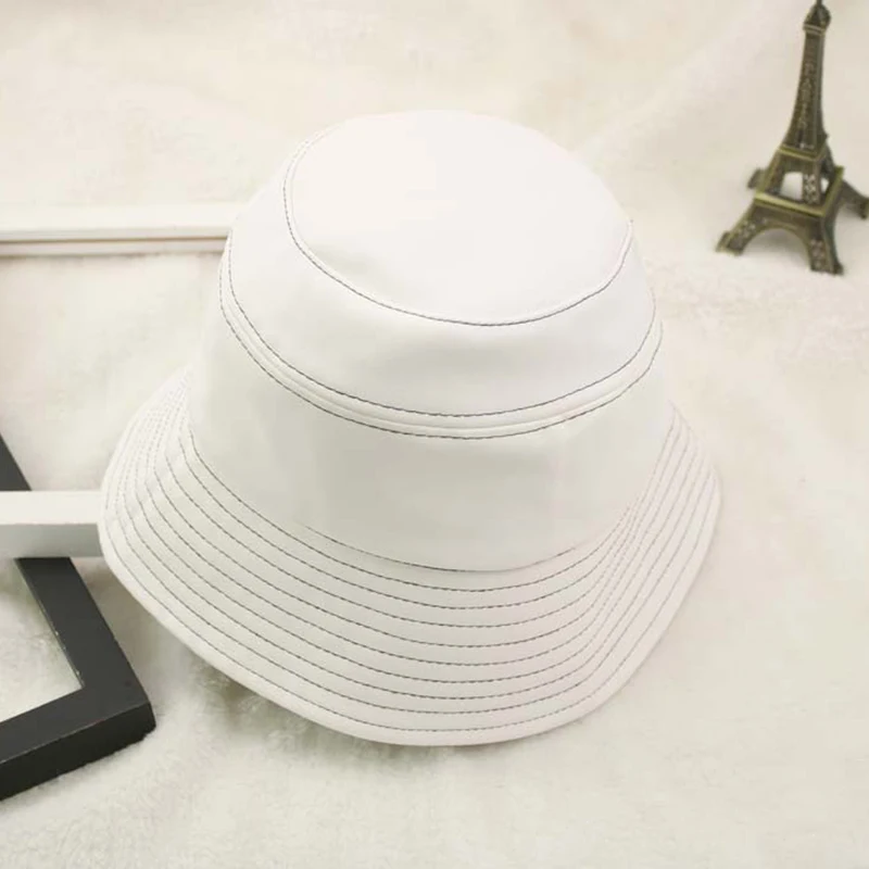 MS Solid PU Fedoras Женская Harajuku Кепка с покрывалом осень зима женская из искусственной кожи для мотоцикла кепки s винтажная шляпа LM037 - Цвет: Белый