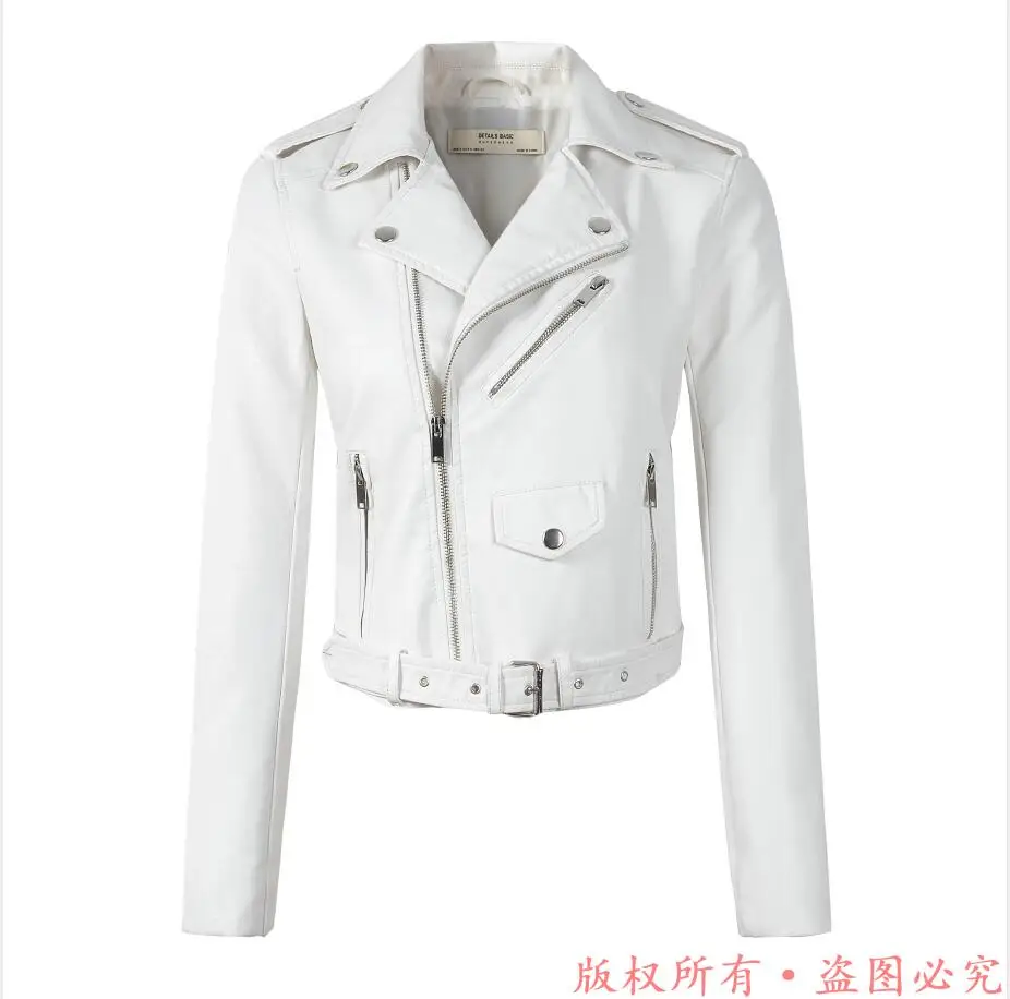 F607 white Новое поступление, брендовые зимние осенние мотоциклетные кожаные куртки, желтая кожаная куртка, женское кожаное пальто, тонкая куртка из искусственной кожи - Цвет: F607 white