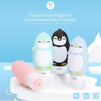 

3PCS 60/80/90ML Food-grade Silicone Bottles Makeup Shampoo Shower Gel Lotion Sub-bottling Tube Cute Travel Squeeze Empty Bottle