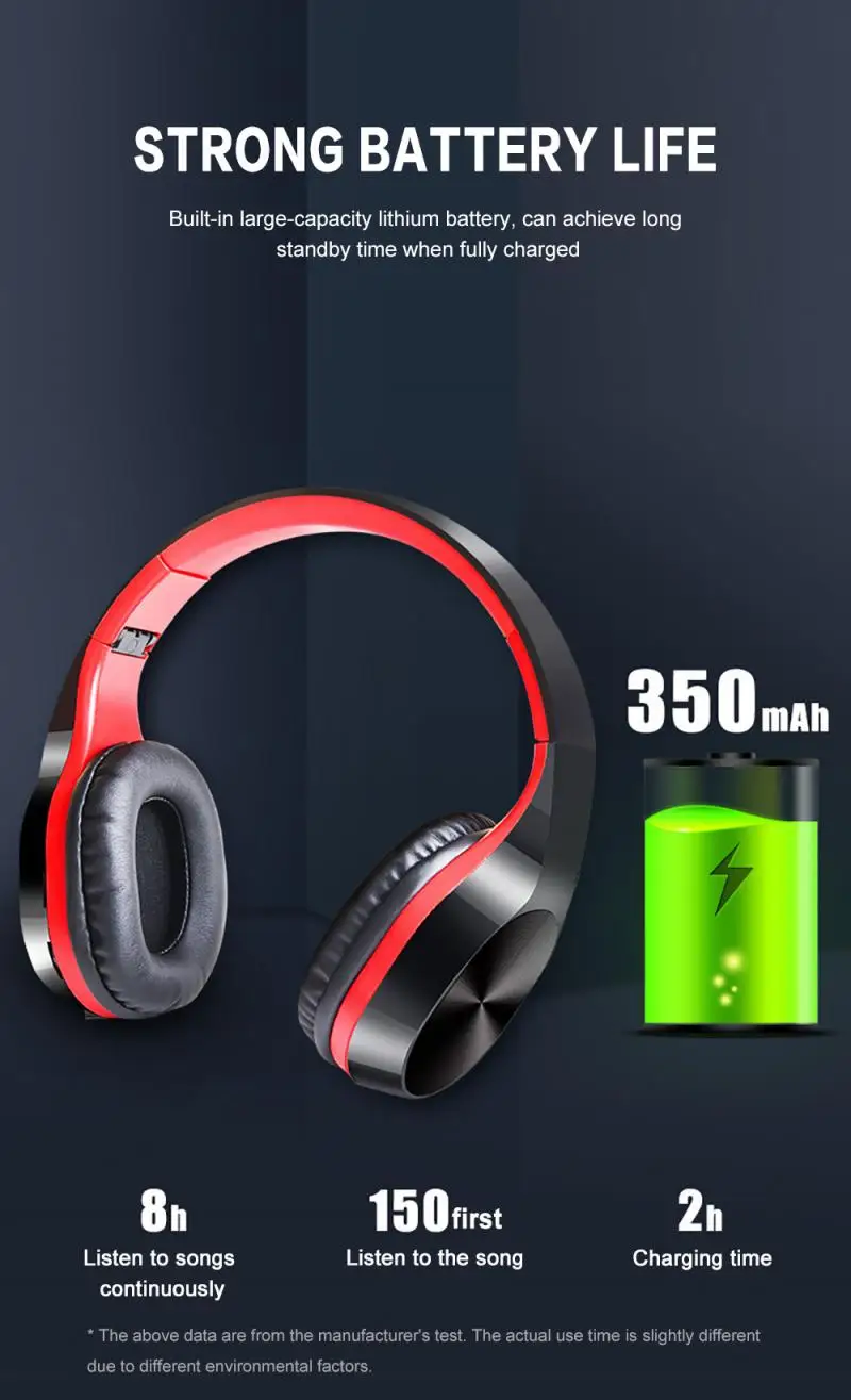 T5 Wireless Sports Bluetooth 5 0 Headphones Foldable Head mounted Stereo HIFI Earphone Headset