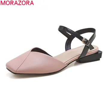 

MORAZORA 2020 New arrival comfortable summer casual shoes low heel square toe mixed colors ladies single shoes big size 33-43