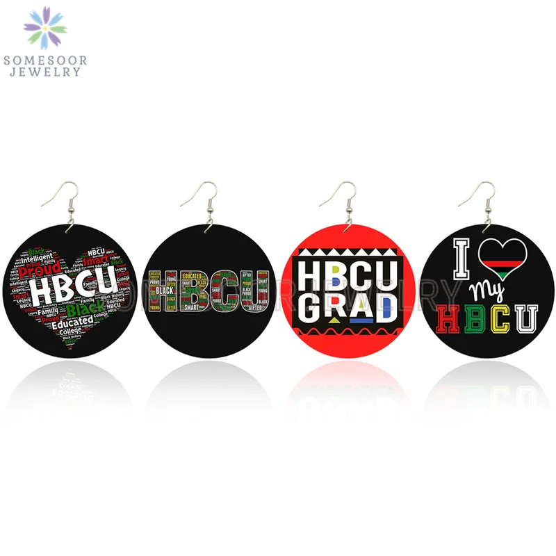 SOMESOOR двухсторонние с принтом Love HBCU образованные черные деревянные висячие серьги афро поговорки меланин Висячие ювелирные изделия для женщин Подарки