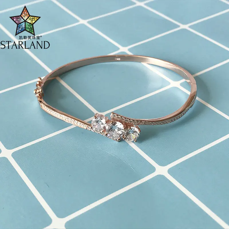 Starland, элегантный, 3 циркония, Открытый браслет и браслет, Подходит для pandora, подвески для женщин, свадебные подарки, 925 пробы, серебряные ювелирные изделия - Цвет камня: Черный