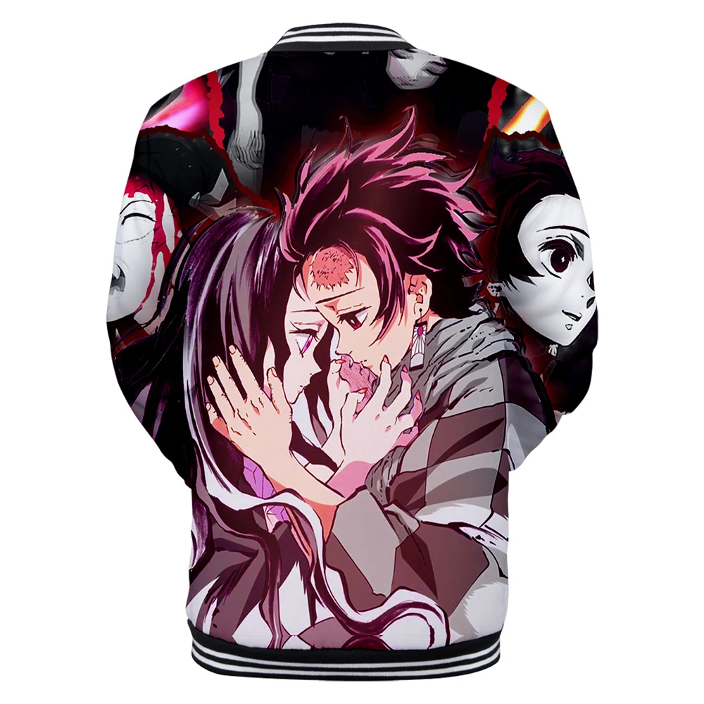 Demon Slayer: Kimetsu no Yaiba мужские куртки Харадзюку аниме бомбер куртки мужские и женские пальто мультфильм уличная бейсбольная Толстовка