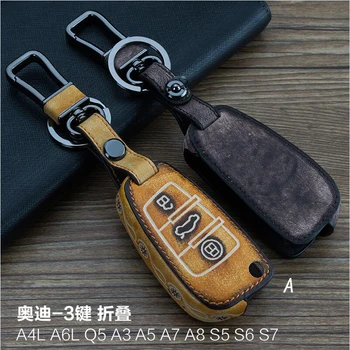 

Leather Car Key fob case cover wallet for Audi A3 A4 A6 A8 A6L R8 Q5 Q7 TT A5 A7 A4L A1 Q3 RS4 RS5 Keychain Rings key holder bag