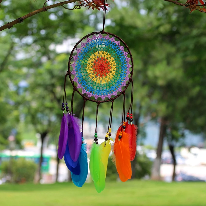 Colorful Feather Dream Catcher Handmade Decorative Pendant Dreamcatcher Wall Decoration Dream Catchers Wall Hanging Decoration