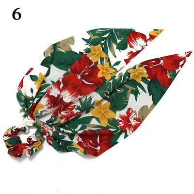 H6 Ponytail scrunchie hair ties Scarf Elastic Hair Rope for Women Hair Bow Ties Scrunchies Hair Bands Flower Print Ribbon Hairbands - Цвет: H6