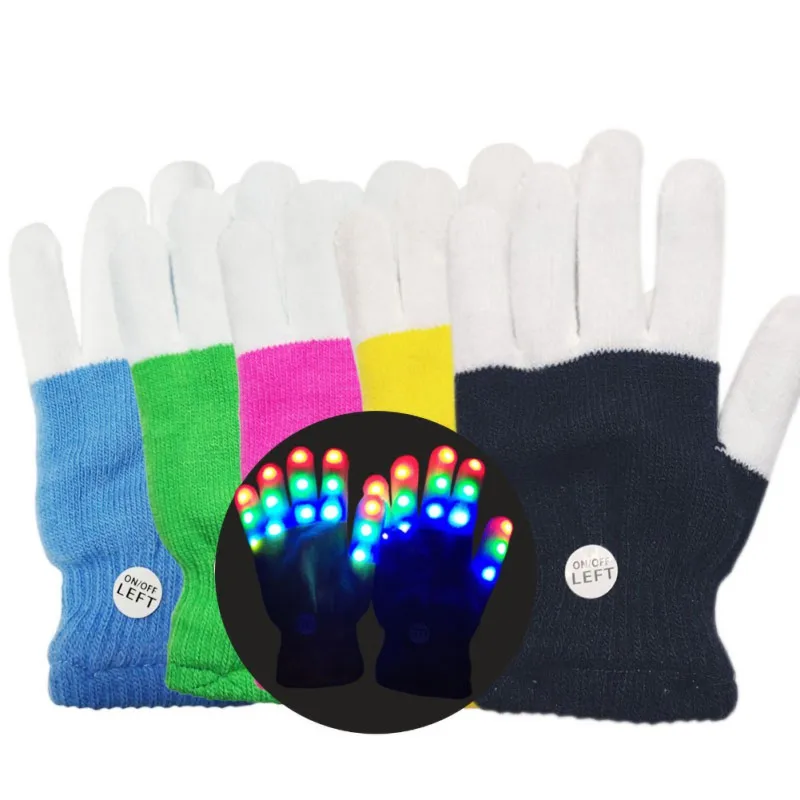 

1pc Halloween Children LED Gloves Keep Warm Gloves LED Gloves 7 Light Modes Finger Light Finger Toys Party Supplies Christmas