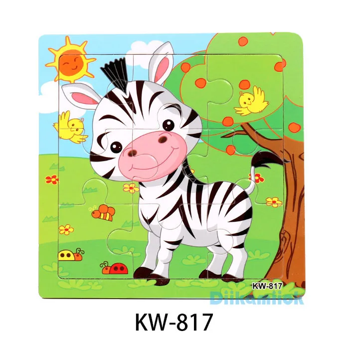 Распродажа, 9 деревянных пазлов, познавательные животные и транспортные средства, пазлы для детского сада, детские развивающие игрушки, детские деревянные игрушки, подарки - Цвет: KW-817