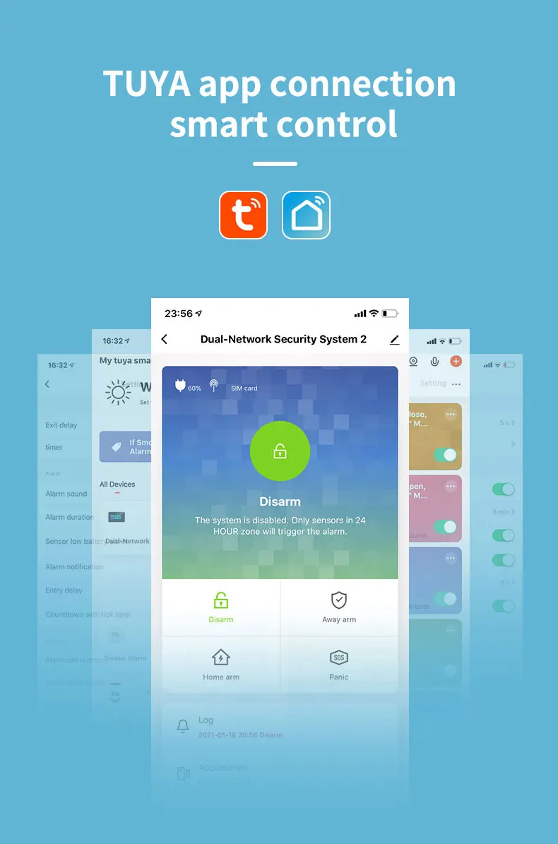 home alarm key pad Tuya WiFi GSM Alarm System Anti Theft Alarm Smart Home Burglar Alarma Personal Touch Screen Motion Detector Smoke Door Sensor portable panic button
