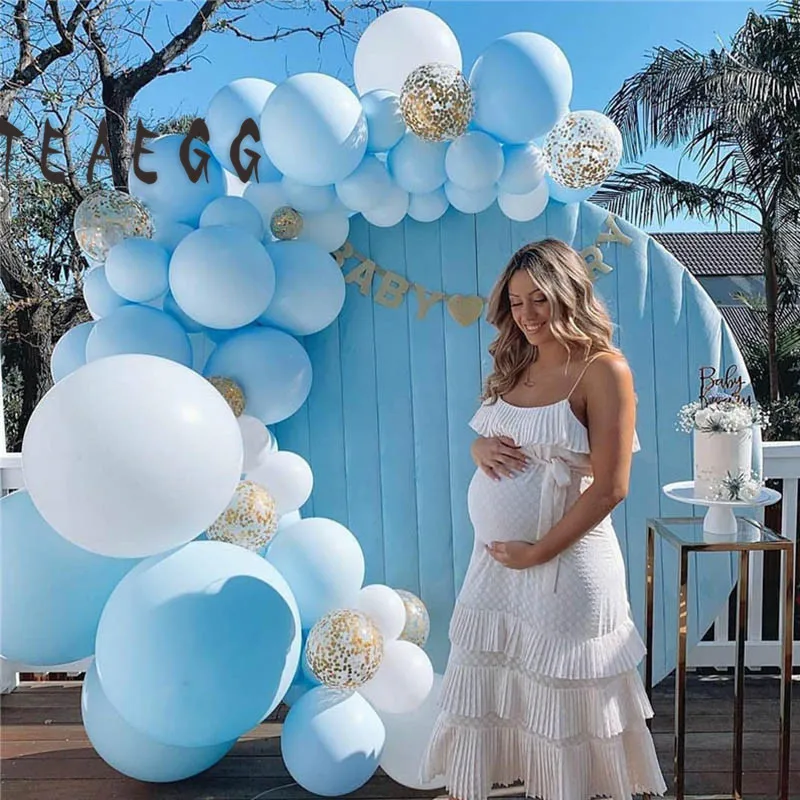 

98pcs Blue Macaron Balloon Arch Set Gold Confetti Balloons For Baby Shower Happy Birthday Anniversary Party Decoration Supplies