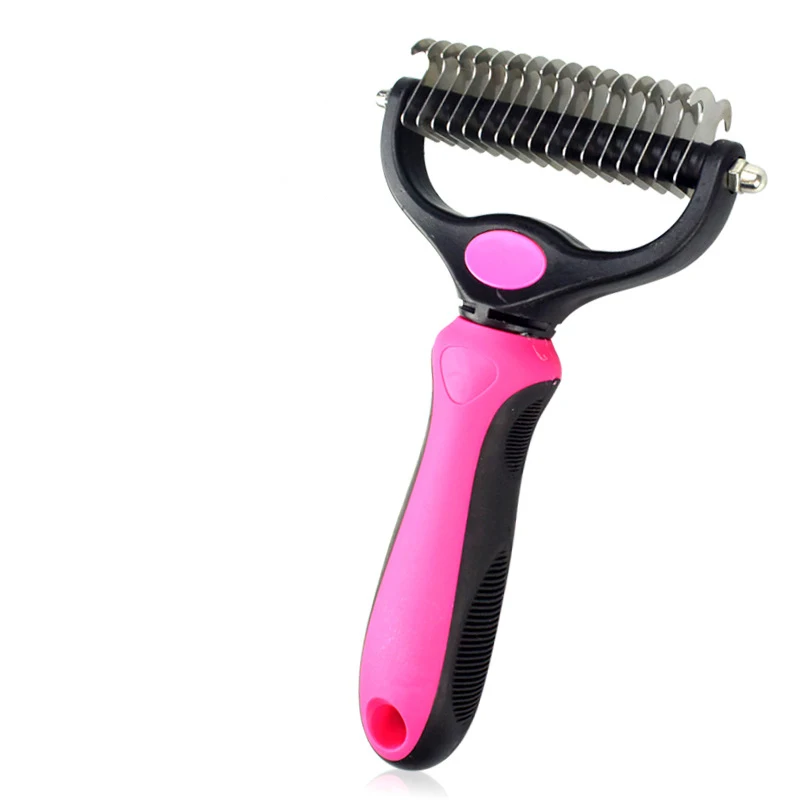 Pink Новые расчески для кошек и собак из нержавеющей стали, щетка для кошек, инструменты для ухода за шерстью, профессиональный триммер, принадлежности для ухода за домашними животными - Цвет: Pink