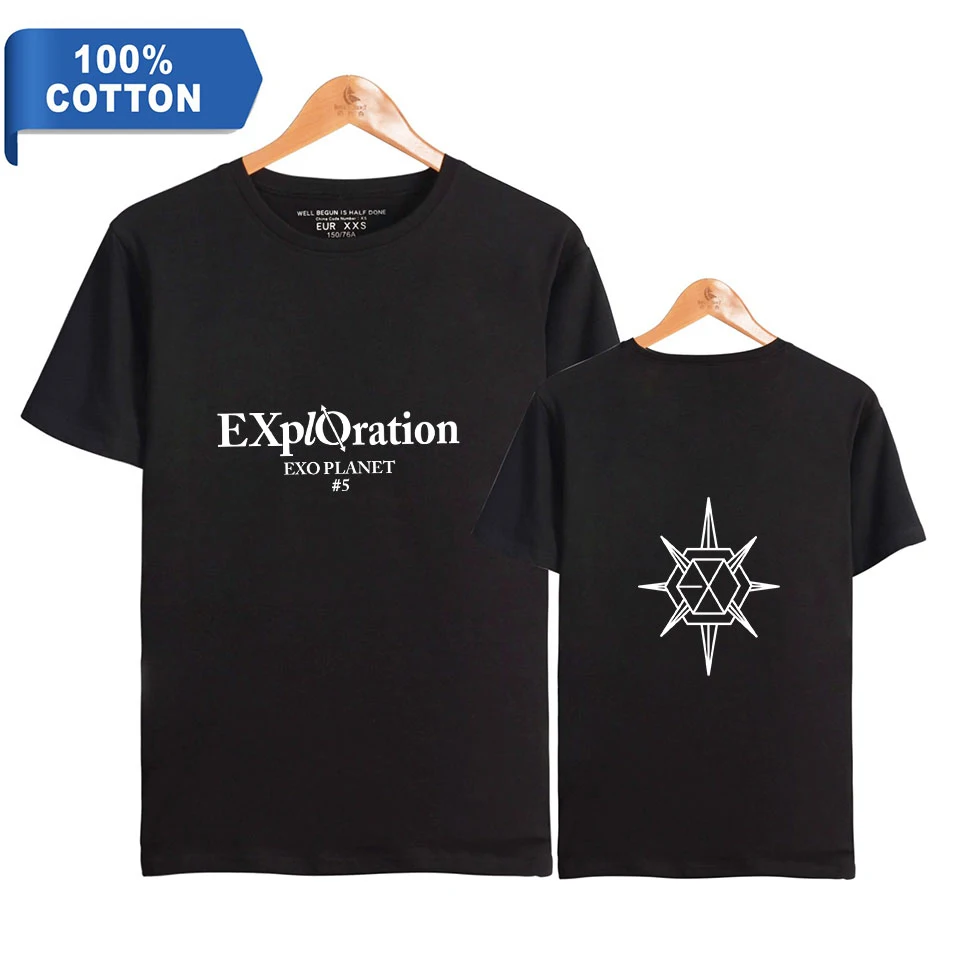 EXO 2019 tour PLANET #5-Разведка Live Album print 100% хлопок Женская/мужская одежда футболка с