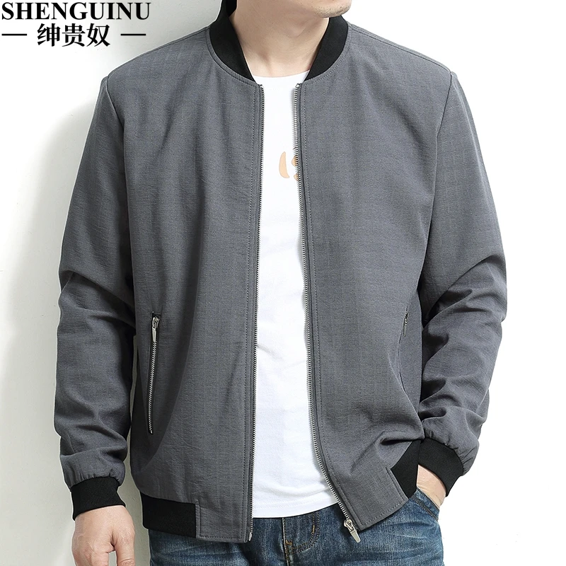 Big Size Casual Jacket Men Spring Autumn Coat Men Baseball Collar Fat Increase Thin Mens Jackets and Coats Windbreaker HH50JK26 - Цвет: Серый