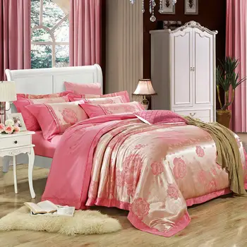 

Europe Jacquard Home Textile Satin Duvet Cover Set 4pcs Bed Linen Pillowcases Silk/Cotton Bedclothes Bedding Set Queen King