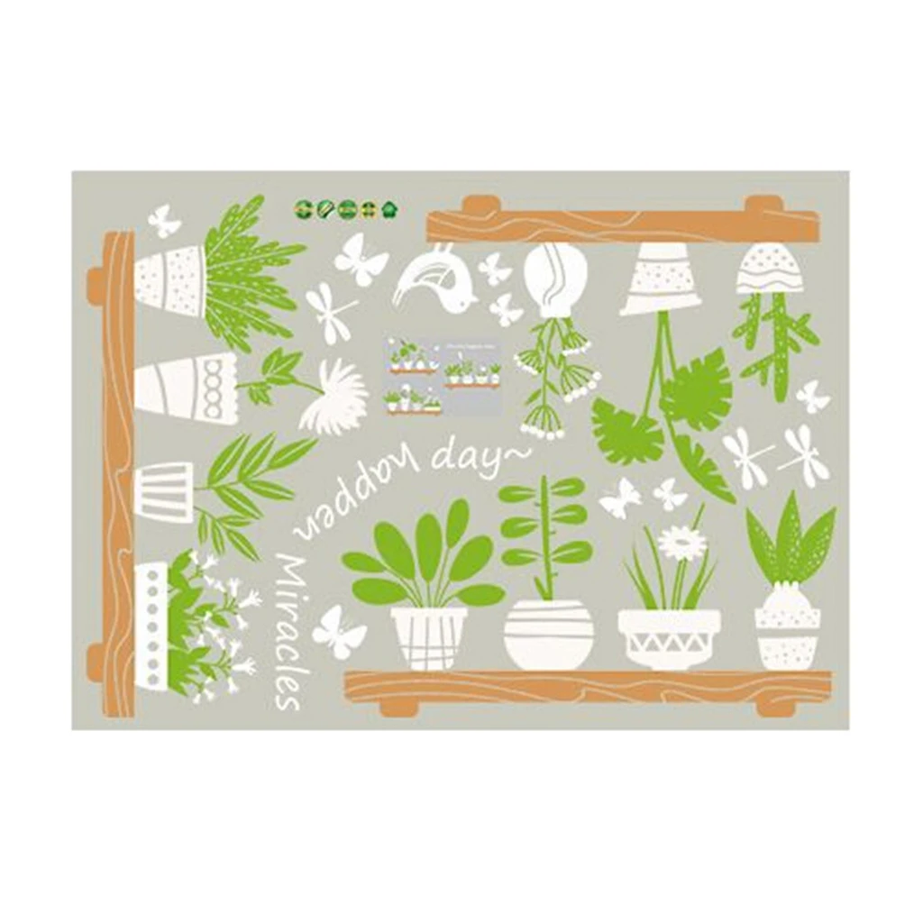 Plant Potted Shop Glass Door Cafe Decoration Wall Stickers Creative Comfortable Warmth Quality Fashion elegant 