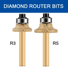 

1-5pc Diamond Router Bits With 6.35mm Round Shank for Granite Marble Router Cutter Profiling Cutting Stone Edge Engraving Tools