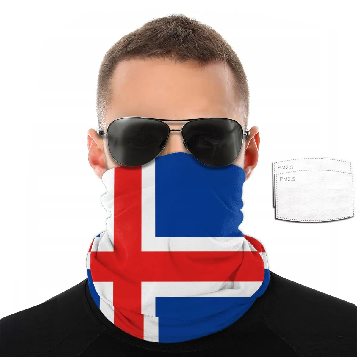 

Iceland Flag Face Scarf With 2 Pcs Filter Multi-purpose Headscarf headband riding mask