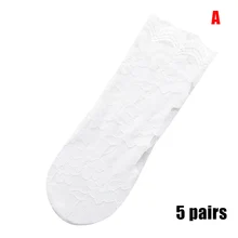 Новинка, 5 пар, женские кружевные тонкие носки, женские Дышащие Короткие носки на лето, FIF66