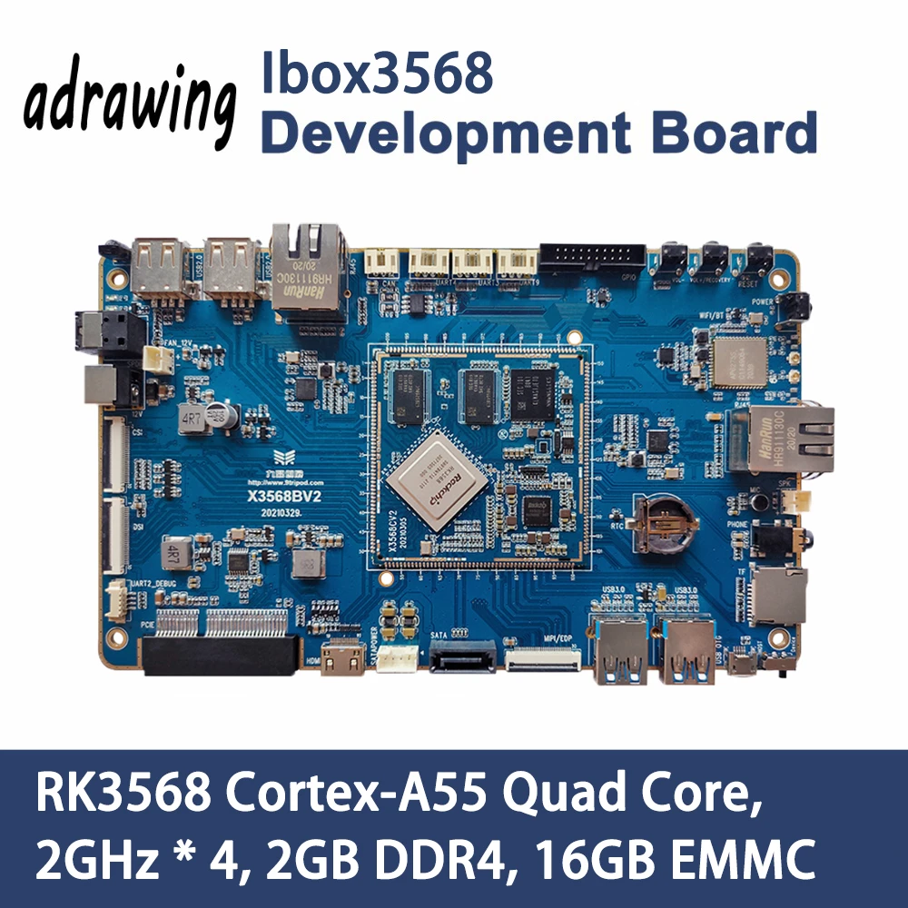 RK3568 Development Board Ibox3568 ARM Cortex A55 Quad Core 2GB DDR4